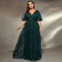 Suknelės Vakarinės suknelės Moteriškos Elegantiškos Didelio dydžio Gimtadienio suknelė Dark Green--Al2891 3XL