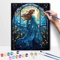 Disney Stained Glass Princess oil painting by numbers art kit. handmade diy painting home decoration gifts 50x70cm blue