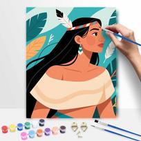 Disney Pocahontas Native American Tribal Girl Paint by Numbers Painting Art Kit Home Decor Gift 30x40cm black