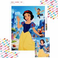 Disney Snow White Diamond Painting Mosaic Painting Art Kit Handmade DIY Home Decor Round 20x30cm blue
