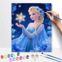 Disney Ice Queen Snowflake Painting by Numbers Hand Filled Drawing Art Kit Home Decor 30x40cm gray