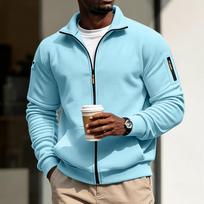 Men's Zip-Up Jacket with Multiple Pockets for Running Fitness Casual Wear M šviesiai mėlyna spalva