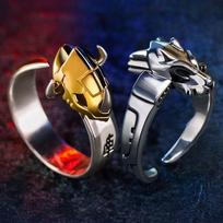 Anime Digimon Digital Monster Ring Garurumon Unisex Cosplay Adjustable Opening Angel Angewomon Rings Accessories Jewelry Gifts resizable gray