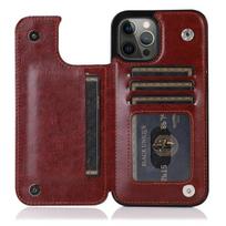 Piniginė Dvigubas Užsegimas Stovas Odinis Dėklas iPhone 14 Pro Max 13 Pro 12 11 Se 2022 X Xr Xs Max 8 7 6 6s Plus 5 5s Su Kortelių Skyriumi iPhone X (XS) ruda