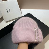 Tikras triušio kailis deimantai raidės pupelės Kepurės moteriškos žieminės šiltos megztos kepuraitės Garsus prekės ženklas Lady Kasdienis Bonnet Slidinėjimo kepuraitė One Size white