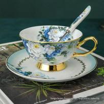 Elegantiškas Bone China gėlių arbatos puodelių ir lėkštučių rinkinys – angliškas stilius, idealiai tinka prie popietės arbatos arba kaip aukščiausios klasės dovana 101-200ml gray