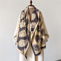 Gėlių rašto kašmyro šalikas moterims žiemai, pashmina skaros ir apgaubtai, storas, šiltas, bufanda stola, antklodė, prabanga gray