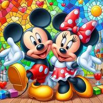 Disney Diamond Painting Mickey Animal DIY Acrylic Craft Supplies Diamond Mosaic Cartoon Cross stitch Wall Decoration Round 50x50cm red