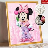 Disney Minnie Mouse Pearl Art Painting Home Wall Decor Art Crafts Handmade DIY Adult/Beginner Gift Creative Home Decor Frameless Canvas Artwork 30x40 black