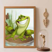 Disney Diamond Art Painting Kit – Frog Prince Sparkling Craft, Home Wall Decor, Handmade Gift Round 20x30cm white