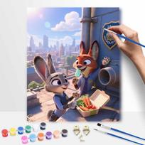 Disney Zootopia Digital Oil Painting Art Kit Handmade Coloring Painting Home Decor 30x40cm gray