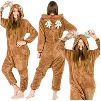 ONESIES Piżama damska męska ciemna renifer prezent kigurumi onesie jednoczęściowa l Kostium Onesie renifer - M brown