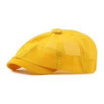 Solid Color Newsboy Caps Adjustable Painter Beret Hats Casual Flat Peaked Cap  Unisex geltona