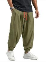 Vyriškos juodos laisvos kelnės su oranžiniu raišteliu ir rankogaliais - Streetwear Skate kelnės. XXL armijos žalia spalva