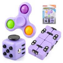 3pcs Fidget Toy Set - Infinity Cube, Fidget Dice & Pop Spinner Sensory Toys, Stress Relief Hand Toys for Anxiety, Stocking Stuffers Party Favors pink