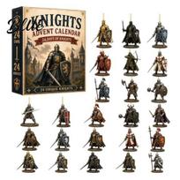 Knight Table Signs Christmas Medieval Advent Calendar with 24 Acrylic Decorations Decor Day Xmas Countdown Calendar Box Holiday Party Collectible black