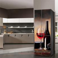3D šaldytuvo lipdukų durelių dangtelis Raudonojo vyno spintelė Lipnios plėvelės durelės vinilinės šaldytuvo dangtelio lipdukai Tapetų lipdukai PVC menas 40x120cm(1pcs) black