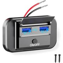 12V–24V USB automobilinio įkroviklio lizdas Dviejų USB prievadų maitinimo adapterio išvesties USB lizdai, skirti automobilių motociklams, sunkvežimiams, autobusams QC+QC black