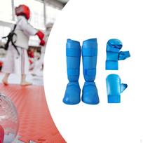Karate sparringo įrangos rinkinys Bokso pirštinės Blauzdų apsaugos Įranga skirta L mėlyna
