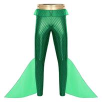 Vyriškos undinėlės kostiumo kelnės elastingu juosmeniu, metalizuotos, blizgančios, su žuvies žvynų raštu, leginsai Helovinui, Cosplay pėdkelnės XXL blue
