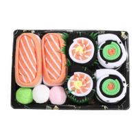 3 Pairs Funny Sushi Socks Tuna Salmon Cucumber Maki Socks Cotton Blend Fun Japanese Food Socks in Box Gift for Men Women 3 pair beige
