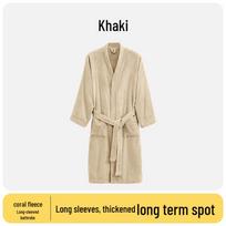 Women's Antibacterial Quick-Dry Velvet Bathrobe - Water-Absorbent, Long-Sleeved, Thick for Autumn/Winter 10A Pajamas beige