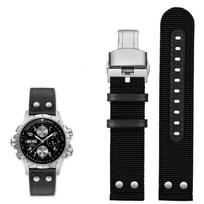 Nailono+Odos Laikrodžio Dirželis Sei-ko Hamilton Khaki Aviation Beyond Wind Serijai Drobė su Kniedėmis Karinis Laikrodžio Dirželis 22mm 22mm black