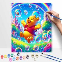 Disney Winnie The Pooh Rainbow Bubbles DIY Oil Painting Kits Hand Painting Home Decor Craft Gift Ideas Wall Art Canvas Decor For Adult 40x50cm multi