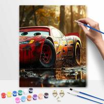 Disney Lightning McQueen race car oil painting art set handmade diy gift home decoration 20x30cm black
