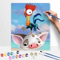 Disney Moana Hei Hei Pua Oil Paint by Numbers Painting Kit Hand Painted Home Decor Gift 20x30cm gray