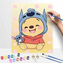 Disney digital oil painting Winnie the Pooh and Stitch painting art handmade diy home decorations 30x40cm gray