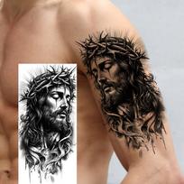 1 lapas Jėzus Kristus Krikščioniški Laikini Tatuiruotės Vyrams Suaugusiems Rankai Dilkotei Kojai Dievas Religija Netikra Tatuiruotė Lipdukas Perkeliamas China Mainland