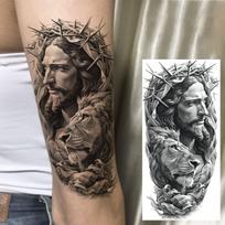 1 lapas Jėzus Kristus Krikščioniški Laikini Tatuiruotės Vyrams Suaugusiems Rankai Dilkotei Kojai Dievas Religija Netikra Tatuiruotė Lipdukas Perkeliamas China Mainland