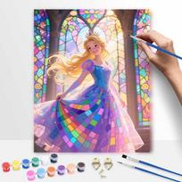 Disney oil painting hand painting coloring painting princess stained glass handmade diy home decoration gift 40x50cm blue