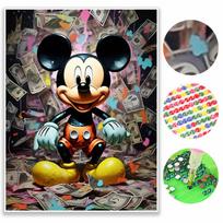 30x40cm Disney diamond painting art Mickey Mouse full diamond handmade DIY dot diamond decorative painting Round 30x40cm black