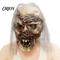 Scary Halloween Masque for Adult, Horror Ghost Face Latex Adult Universal Fit Props with Hair Costume, Masquerade Party, Cosplay Prop Costume gray