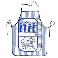 Tin of Sardines  Blue & White Vintage Food Fisherman Kitchen Baking Aprons Pinafore for Men Women Chef Cooking Home Cleaning 70x80cm gray