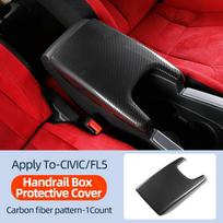 Car Interior Modification For Honda Civic FL5 2022 2025 Center Armrest Box Cover Carbon Fiber Pattern Decorative Trim Stick gray
