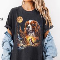 Cavalier King Charles Spaniel Shirt Dog Lover Gift Cavalier Spaniel Tee Moon Dog Graphic T Shirt Cute Puppy Shirt Pet Lover Tee XL black
