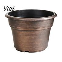 Drainage Pots for Succulents Retro Flower Pot with Saucer, Bronze Finish Plant Holes, Distressed Planters Breathable Thickened Plastic Planter Indoor S