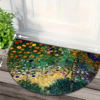 1Pcs Klimt Floral Semi Circle Welcome Doormat Non-Slip for Outdoor Patio Porch Kitchen Bathroom Entryway Floor Mat 50X80CM gray