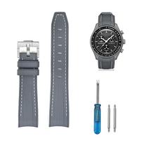 20mm Watch Band for Omega Omega and Swatch Rubber Watch Band for Omega 20mm Silicone Waterproof and Includes Adjustment Tool and Spring Bars X, gray