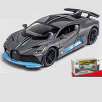 1/32 mastelio „Bugatti Divo Diecast“ automobilio modelio žaislas, patraukiama atgal žaislinė transporto priemonė su garsu ir šviesa, skirta vaikams, mažiems berniukams, mergaitėms, dovanų kolekcija 1/32-16x6.5x3.5cm pilka