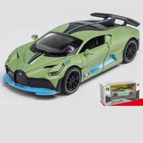 1/32 mastelio „Bugatti Divo Diecast“ automobilio modelio žaislas, patraukiama atgal žaislinė transporto priemonė su garsu ir šviesa, skirta vaikams, mažiems berniukams, mergaitėms, dovanų kolekcija 1/32-16x6.5x3.5cm žalia