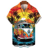 Vintažiniai vyriški marškinėliai vyrams trumpomis rankovėmis Viršutiniai drabužiai Paplūdimys ir automobiliai 3D spausdinti marškinėliai Vasaros bliuzonai T-shirt'ai Dizainerių vyriški drabužiai M black