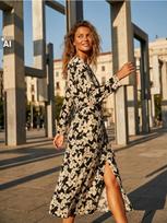 Sinsay - Viskozinė susiaučiama midi suknelė su leopardiniu raštu - multicolor