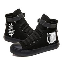 Attack On Titan Aot Levi Ackerman Spausdinti Anime Drobės Batai Plokščiapadžiai Aukštakulniai Patogūs Sportbačiai Zapatos Chaussure Schuhe 44 black