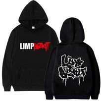 Geriausias Garsus Limp Bizkit Bill Grafinis Džemperis Vyriškas Vilnos Harajuku Drabužiai Ruduo Žiema Vyrams Moterims Vintažiniai Gotikiniai Roko Džemperiai su Gobtuvu 2XL black