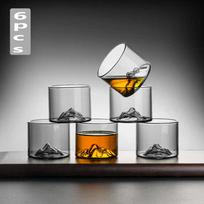 5 Oz 3D Guanshan Whiskey Glass Set Transparent Crystal Cup Suitable for Drinking Whiskey Cognac Cocktail Ice Wine Glass 101-200ml gray