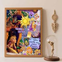 Disney Diamond Painting 5D DIY Tangled Sun Diamond Painting Set Suitable for Adults/Beginners Creative Gift Home Decoration Round 40x50cm gray